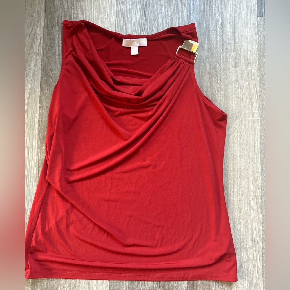 MICHAEL Michael Kors Draped One-Shoulder Camisole with Gold Buckle